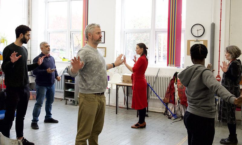 A diverse group of artists participate in an Artsist Practise Day as part of the Pushing Boundaries programme.