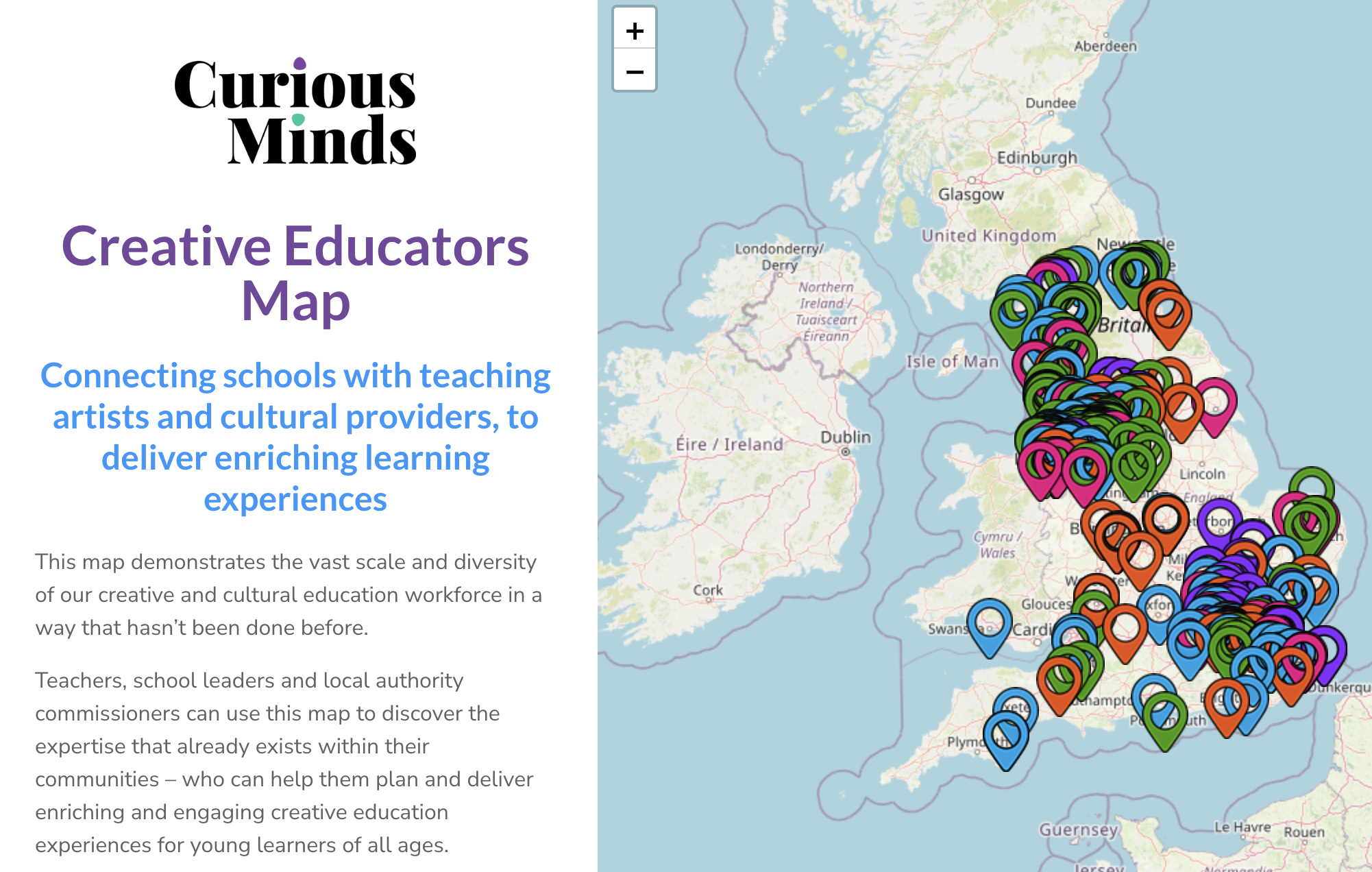 Screenshot of the Creative Educators Map